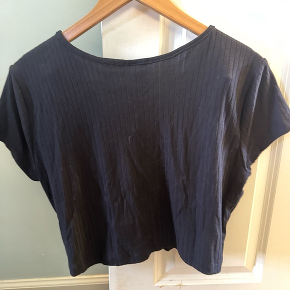 Black Lace-Up Women crop Top - Picture 2 of 2